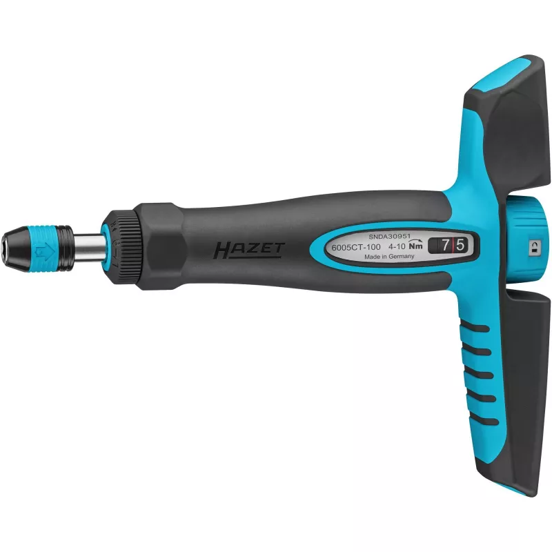 Chave de fendas dinamométrica 6005CT-100 (preto/azul, 4 - 10 Nm, encaixe de pontas 1/4, punho em T)