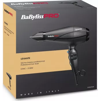 Secador de cabelo BaByliss PRO Levante 2100 W, motor AC, iónico, 2 temperaturas/2 velocidades, preto