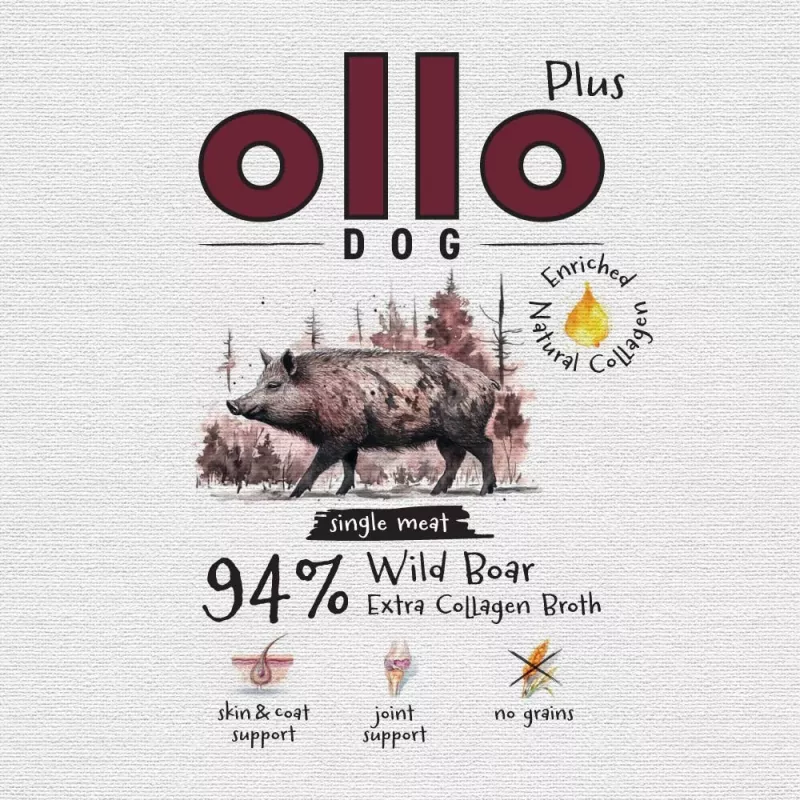 Ollo Plus Colagénio Javali 400g Lata de comida para cães