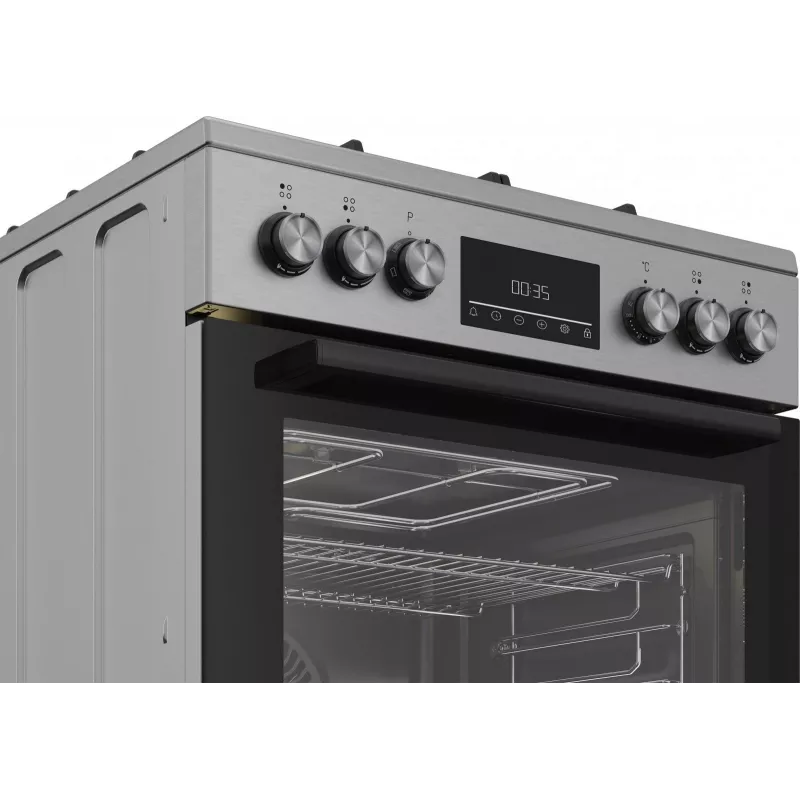 Fogão independente a gás-elétrico BEKO FBM62330GXTN 60 cm, placa a gás de 4 queimadores, forno elétrico de 72 l, classe de eficiência energética A
