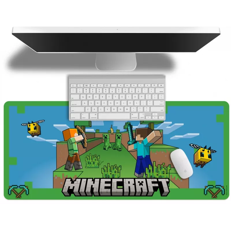 Tapete de rato Kids Euroswan 80x30 cm Minecraft — grande tapete de secretária para rato e teclado