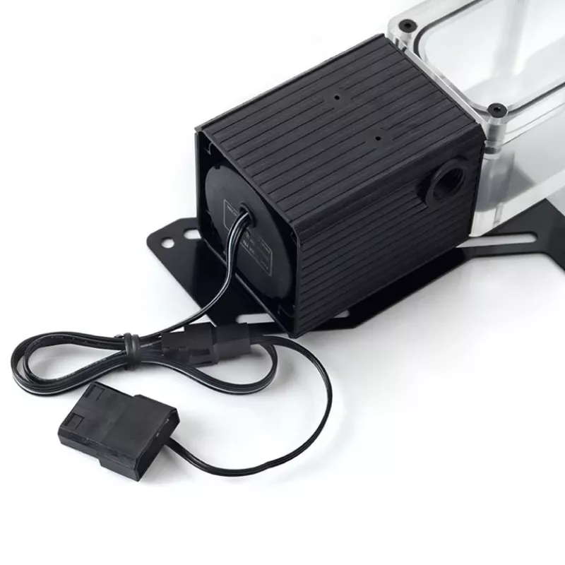 Bomba BitsPower Tiny Tank SC6 200 PWM transparente – combinação compacta de bomba e depósito de compensação para refrigeração líquida