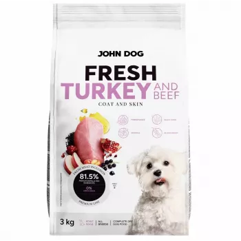 Ração seca para cães john dog ADULT FRESH TURKEY & BEEF 3 kg