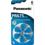 Panasonic PR675 (PR44) pilhas para aparelhos auditivos, zinco-ar, 605 mAh, 6 un
