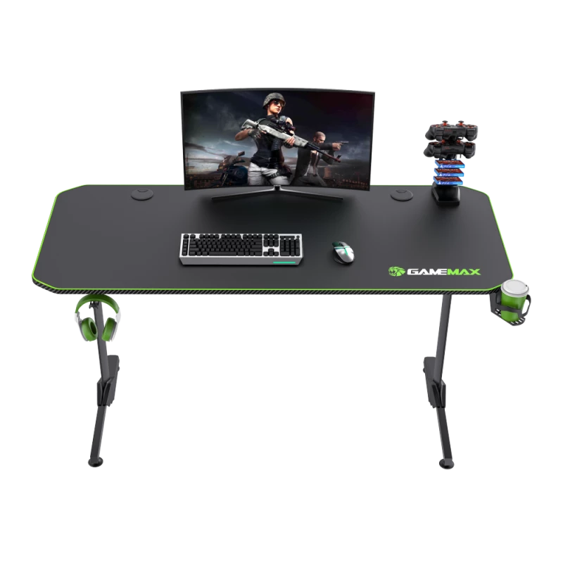 Secretária GameMax D140-CARBON — Secretária gaming/escritório, peso líquido 20,5 kg, dimensões brutas 125×795×682 mm