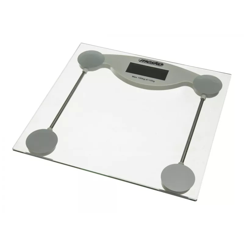 Balança de pessoa eletrónica Mesko MS 8137 — capacidade 150 kg, precisão 100 g, branco/transparente