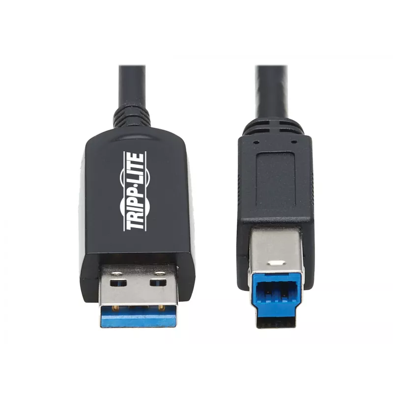 Cabo de fibra ótica ativo (AOC) com certificação Plenum Eaton Tripp Lite Série USB 3.2 Gen 1 - A/B M/M, preto, 20 m - Cabo USB - USB Type-A (M) para USB Type-B (M) - USB 3.2 Gen 1 - 20,0 m - P