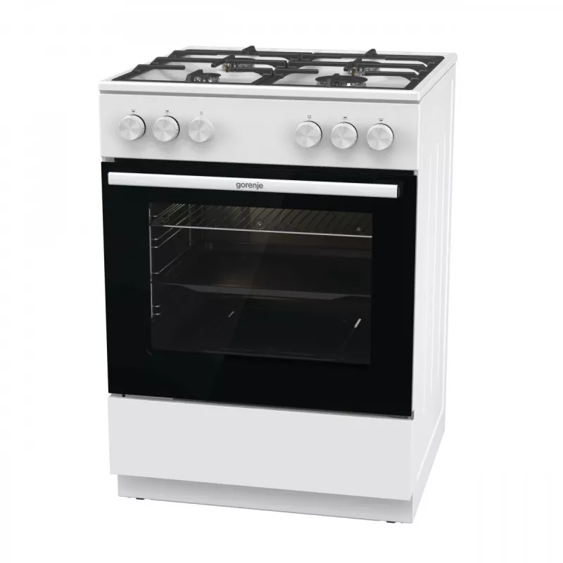 Fogão a gás independente Gorenje GG6A10WFFM, branco, placa de 4 bicos, forno a gás de 72 L, botões frontais