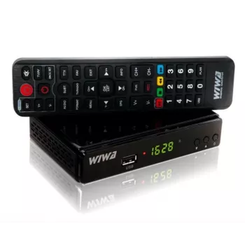 Recetor set-top WIWA 2_275294 H.265 DVB-T/DVB-T2 HD, 1 sintonizador, 470–860 MHz, HDMI 1.3, USB 2.0, SCART, preto