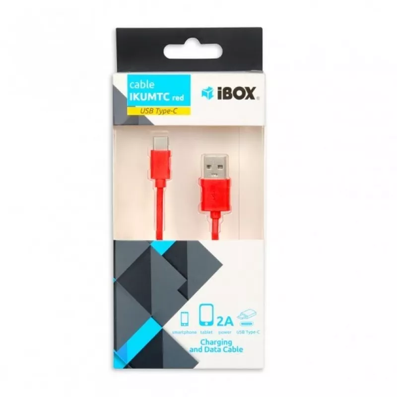 Cabo USB IBOX IKUMTCR 1 m, USB A para USB-C, USB 2.0, vermelho
