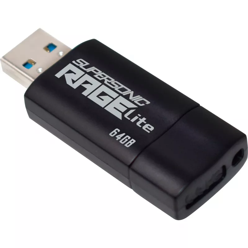 Pen drive PATRIOT Supersonic Rage Lite 64 GB USB Type-A 3.2 Gen 1, mecanismo deslizante, resistente a choques