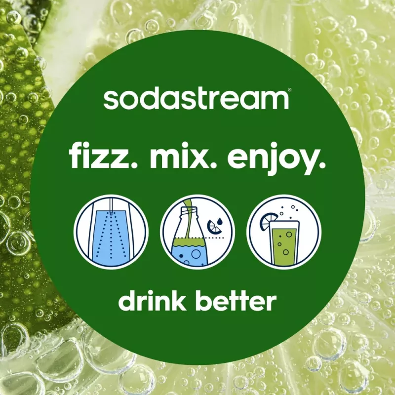 Máquina de gaseificar SODASTREAM Art Blue Steel — garrafa de plástico de 1 L, carbonatador de 60 L, 173×245×430 mm