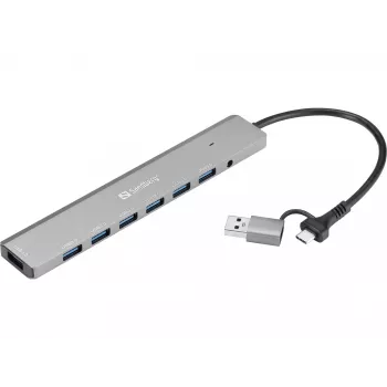 Hub USB SANDBERG 136-66 — 7 portas USB 3.0, externo com alimentação