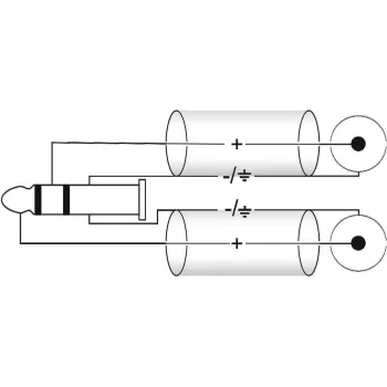 Cabo adaptador Omnitronic jack 3,5 mm para 2x RCA, ficha 90°, 0,5 m