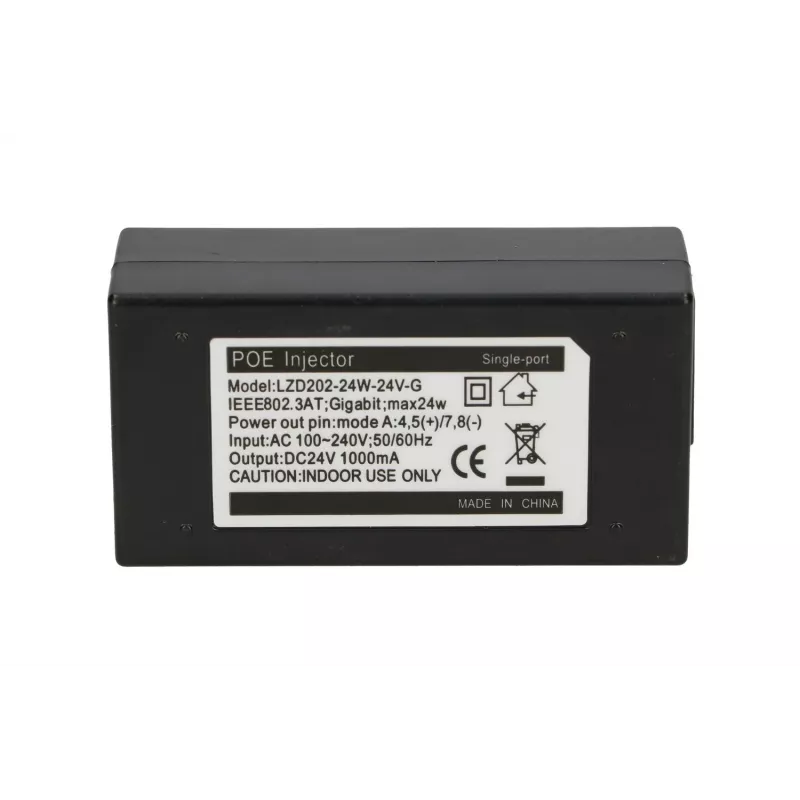 Fonte de alimentação PoE Extralink POE-24-24W-G 24 V 1 A 24 W Gigabit, interior, preto, cabo de alimentação incluído
