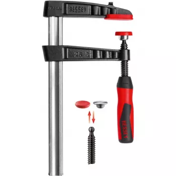 Grampo de rosca em ferro fundido maleável original Bessey TG com punho de plástico de 2 componentes - grampo de rosca - ferro - plástico - 25 cm