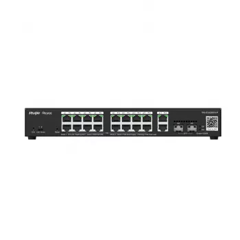 Switch L2 Gigabit PoE gerido Ruijie RG-ES220GS-P — 18× Gigabit (10/100/1000), IEEE 802.3af/at, 40 Gbit/s, Preto