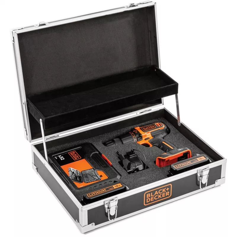 Berbequim Black & Decker BDCHD18B2FC-QW 18V iões de lítio 2 baterias