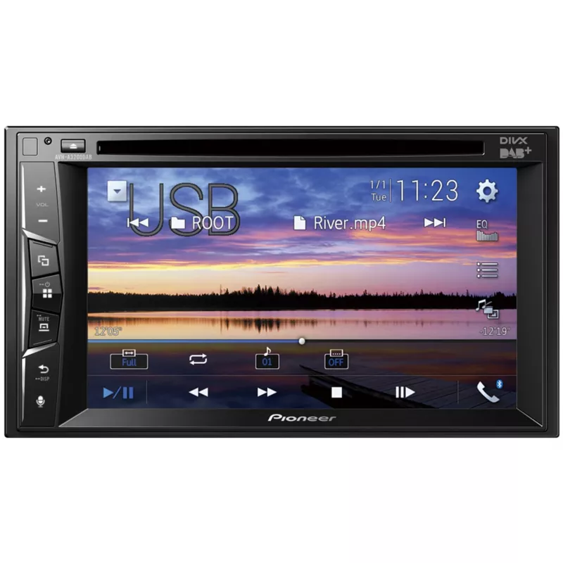 Recetor multimédia para automóvel Pioneer AVH-A3200DAB preto