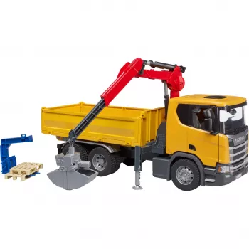 Camião de construção de brincar BRUDER Scania Super 560R com grua e 2 paletes
