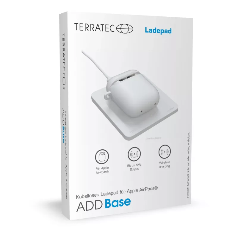 Terratec ADD Base Base de carregamento sem fios para AirPods, 5 W, branco