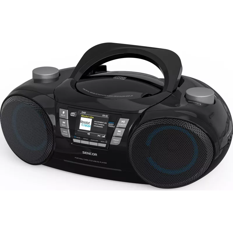 Sencor SPT 6510DB boombox portátil DAB+, CD/MP3/USB/SD, Bluetooth 5.3, FM RDS, 16 W, preto