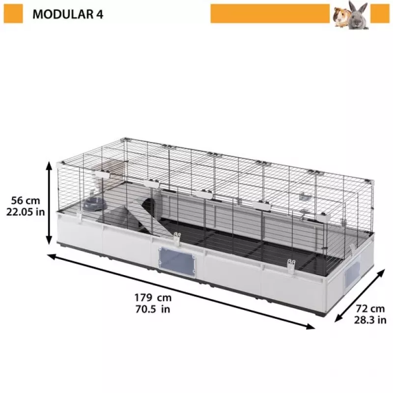 FERPLAST Modular 4 – Gaiola para coelhos e porquinhos-da-índia – 179 x 72 x 56 cm