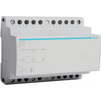 Transformador de segurança Hager 12V/5,25A ou 24V/2,63A ST315 (ST315)
