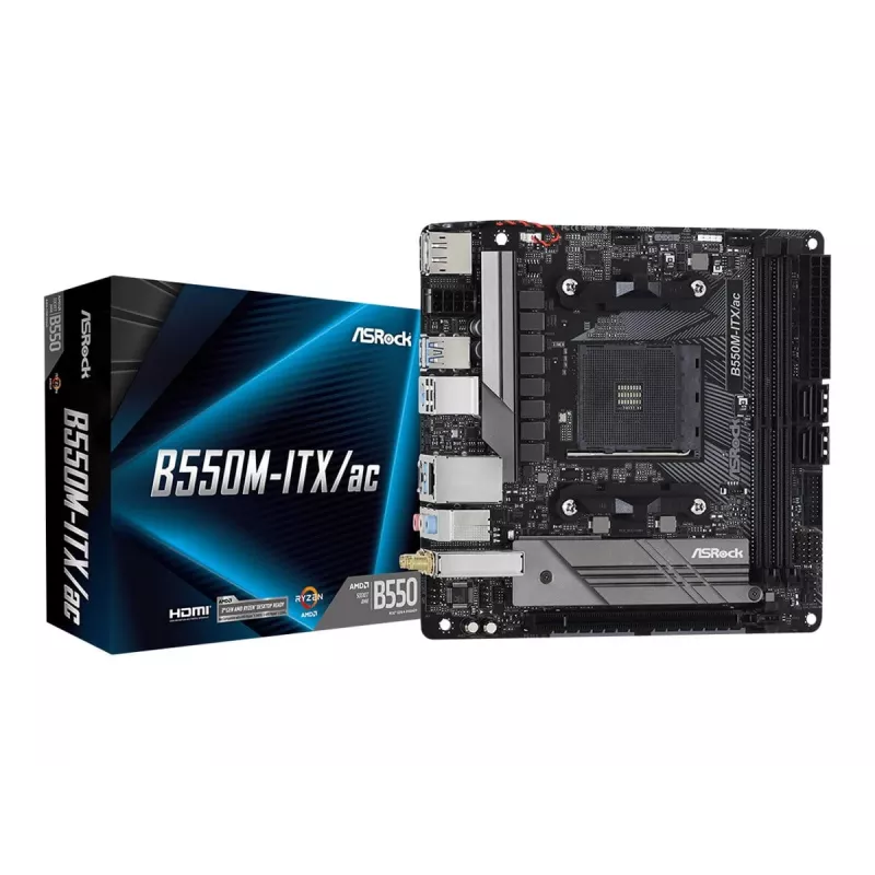 Placa-mãe ASRock B550M-ITX/ac AMD B550 Socket AM4 Mini ITX