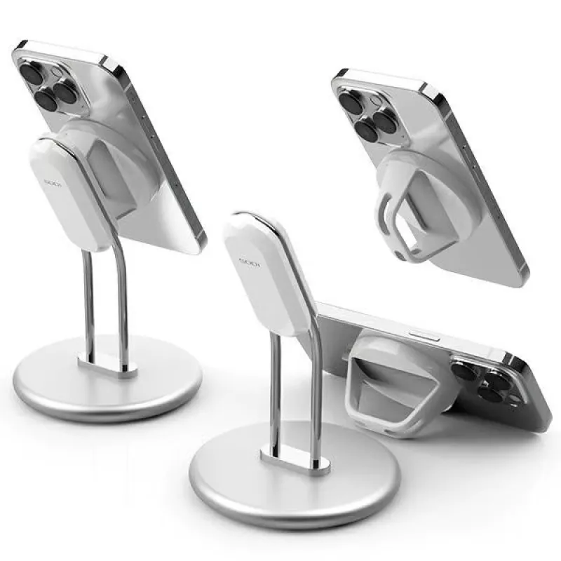 Suporte para telefone SODI SIM-300 prateado MagSafe – suporte de secretária para iPhone compatível com MagSafe