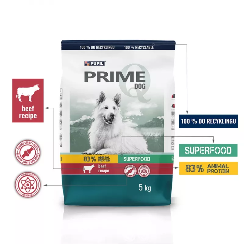 PUPIL Prime rico em Vitela com Legumes - Alimento seco para cães - 5 kg