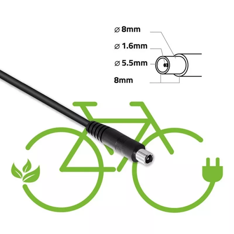Carregador rápido Qoltec para trotinete elétrica / e-bike XIAOMI 36V | 42V | 2A | 8,0*8,0mm+pino | à prova de água + cabo de alimentação