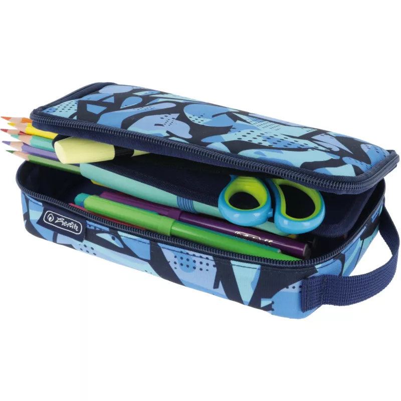 Estojo de lápis Herlitz 2 Go CamoBlue poliéster azul 210x130x60mm