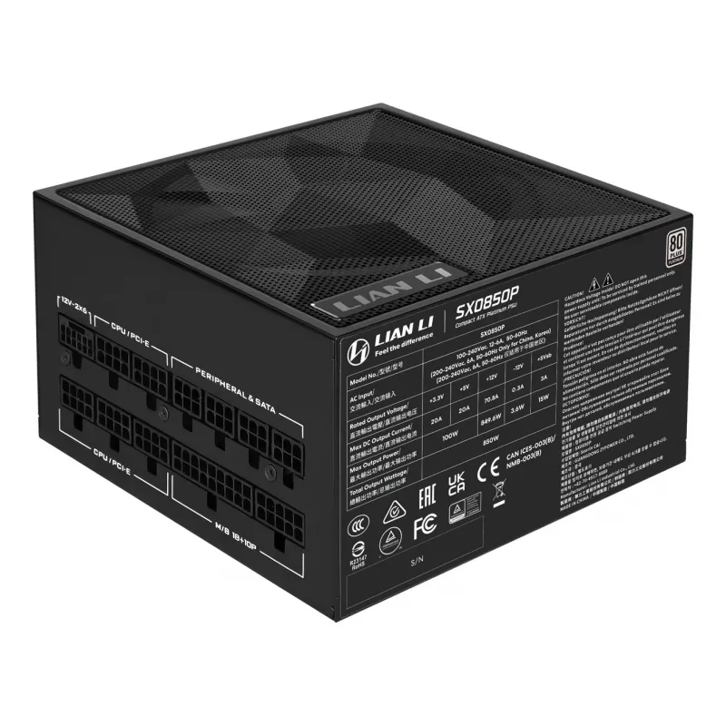 Fonte de alimentação lian li SX Series 850W 80 PLUS Platinum totalmente modular PCIe 5.1 ATX 3.1