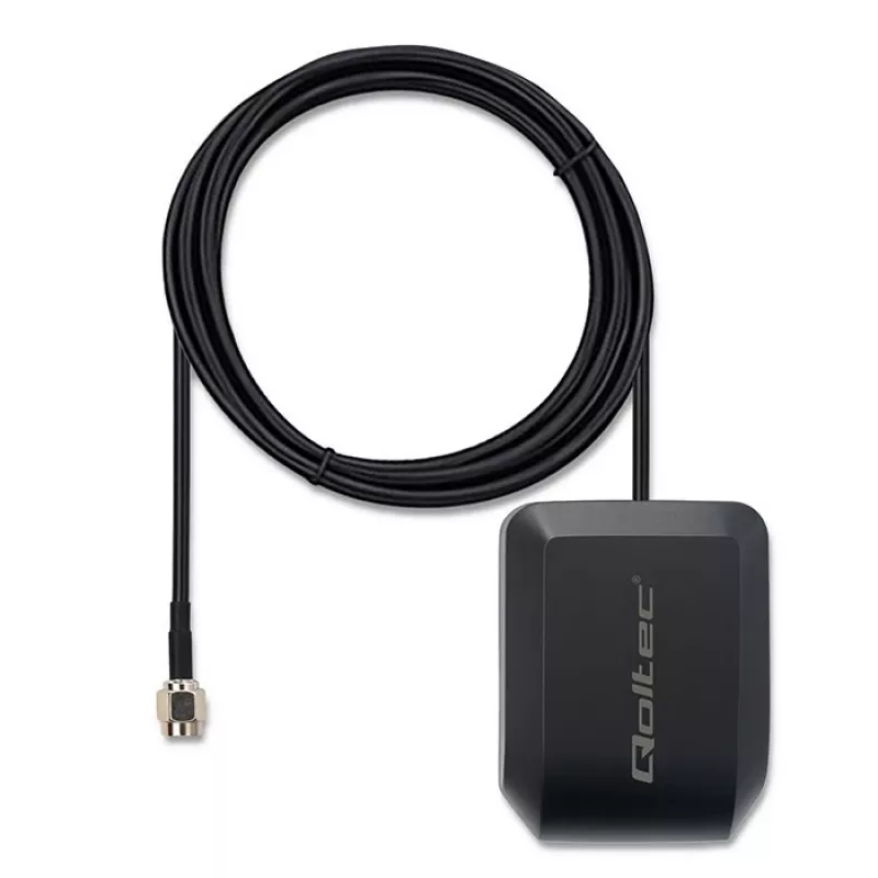 Antena GPS/GLONASS QOLTEC modelo 57055 com base magnética, ganho de 28 dB