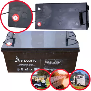 Bateria Extralink AGM 12V 200Ah chumbo-ácido selada (VRLA), 12 V, 200 Ah, sem manutenção