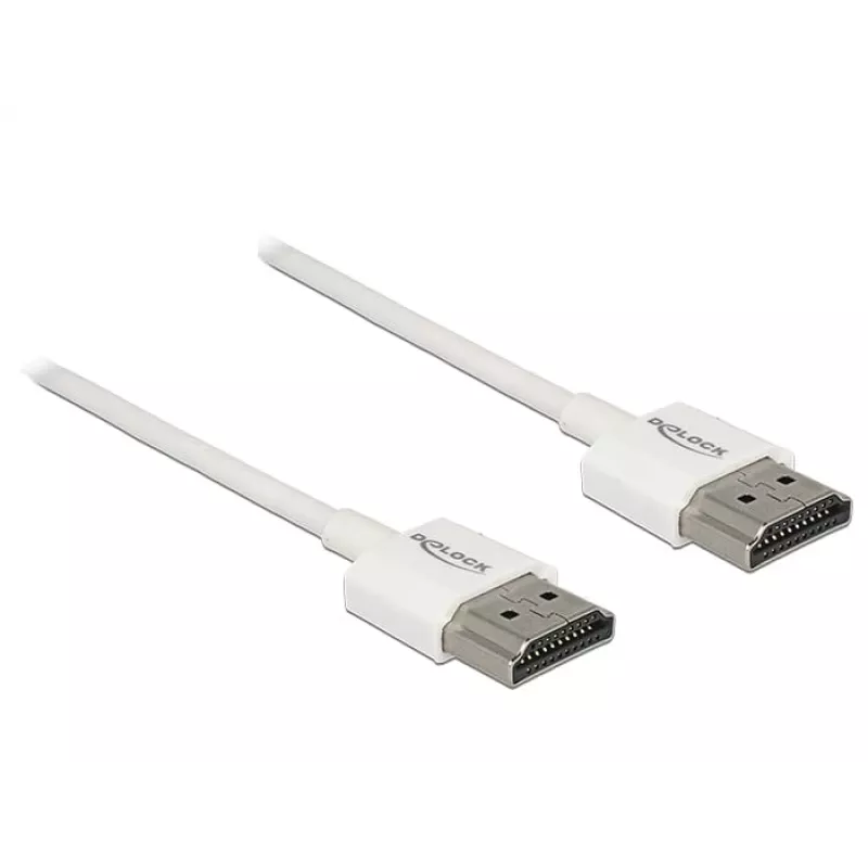 DeLOCK High Speed HDMI with Ethernet - cabo HDMI com Ethernet - HDMI (M) a HDMI (M) - 2,0m - isolamento triplo - branco - suporte 4K (85137)