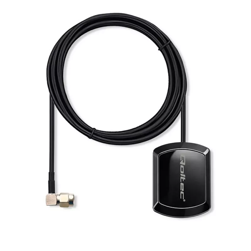 Antena GPS/GLONASS exterior QOLTEC 28 dBi 50 W com ficha SMA em ângulo reto