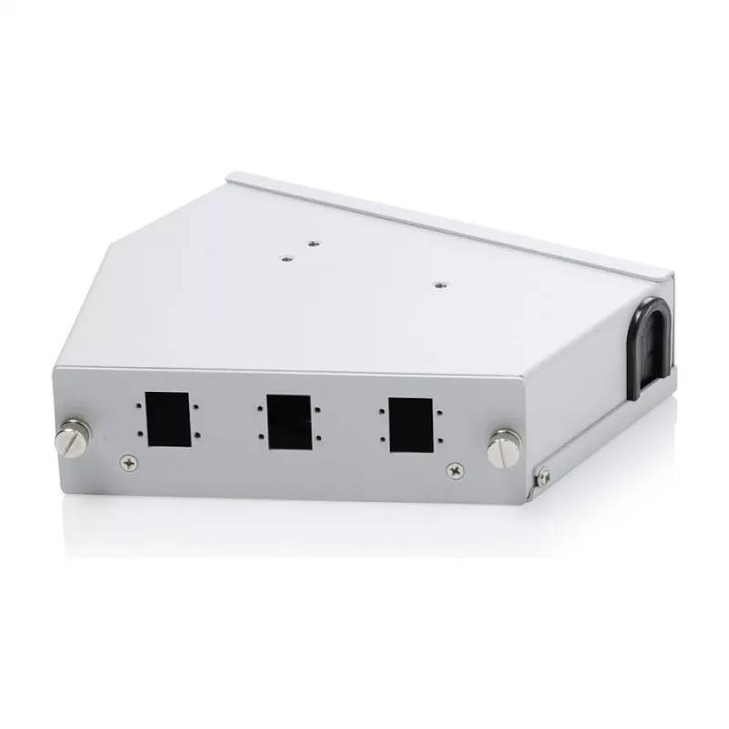 Distribuidor de fusão de fibra ótica para calha DIN DIGITUS DN-96894 — angular, 6 SC SX / LC DX, alumínio, cinzento