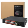 Switch de rede QOLTEC 52292 — Gigabit Ethernet PoE, 16x RJ45, 2x RJ45 uplink, 2x SFP