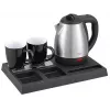 Adler AD 1354 chaleira de hotel em aço inoxidável 1,2 L + tabuleiro com chávenas preto, aço