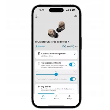 Auscultadores desportivos SENNHEISER Momentum MTW4 Bluetooth sem fios com cancelamento de ruído - branco e prateado
