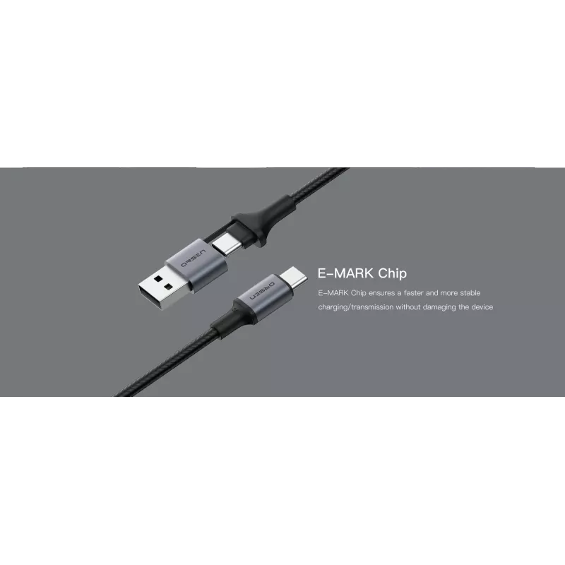 Cabo USB Type-C 2-em-1 Orsen S8, 5A, 1,5 m (carregamento rápido/dados)