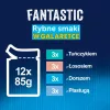 Comida húmida para gatos Purina Nestlé FELIX Fantastic sabor a peixe — atum, salmão, bacalhau, solha, 12×85 g saquetas