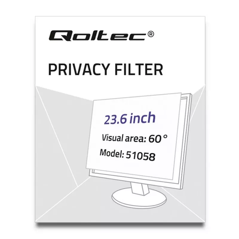 Filtro de privacidade para ecrã Qoltec 51058 monitor 59,9 cm (23,6 polegadas)