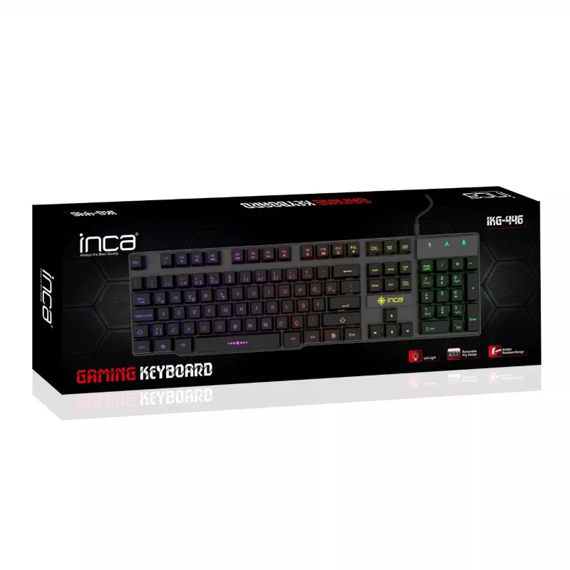 Teclado gaming Incase IKG-446 arco-íris, RGB, layout alemão retail