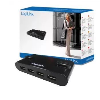 HUB USB 2.0 4 portas com fonte de alimentação, preto
