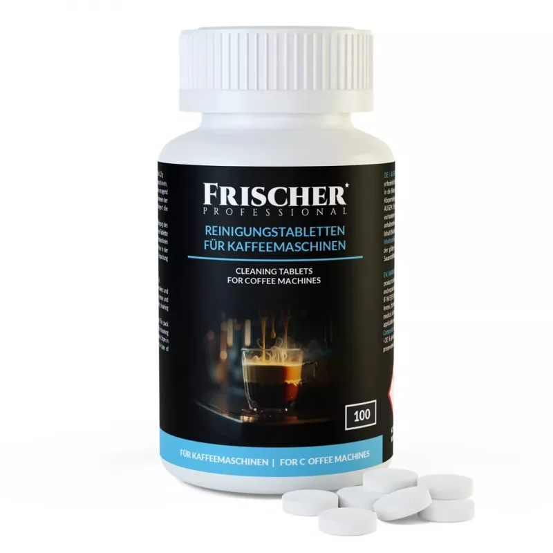 Pastilhas de limpeza para máquinas de café FRISCHER 100 unid. blister 1,3 g 16 mm de diâmetro
