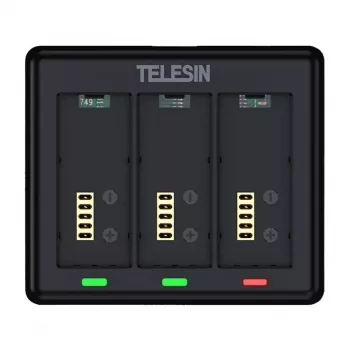 Carregador para 3 baterias Telesin S0-BCG-12-TGP para GoPro HERO 13 – carregador USB de 3 slots