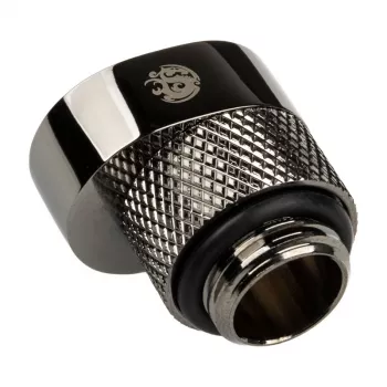 Adaptador BitsPower X-Cross G1/4 polegadas rosca macho para G1/4 polegadas rosca fêmea, desvio de 5 mm, preto brilhante